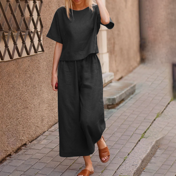 Ensemble décontracté 2 pièces : top et pantalon fluide pour femmes - tenue légère pour le quotidien