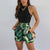 Ensemble d'été femme en 2 pièces - short à imprimé tropical pour des vacances tendances