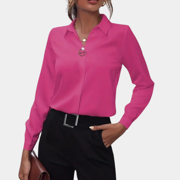 Blouse femme élégante pour le bureau - chemisier chic à manches longues, tissu léger