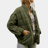 Veste matelassée légère pour femmes - manteau zippé polyvalent en vert armée pour un look décontracté