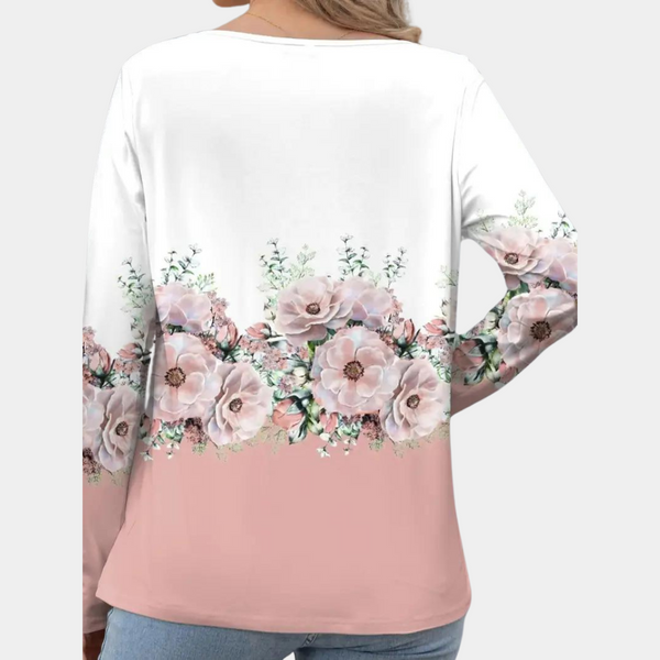 Blouse élégante pour femme – design original pour vos sorties décontractées - top à manches longues sophistiqué en rose et marron, tissu doux