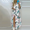 Robe chemise femme élégante maxi à fleurs - manches longues boutonnée pour toutes les occasions
