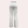 Pantalon large femme taille haute blanc texturé - style décontracté d'été