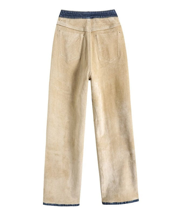 Jeans larges décontractés pour femme - denim vintage bleu clair, mode casual