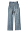 Jeans larges décontractés pour femme - denim vintage bleu clair, mode casual