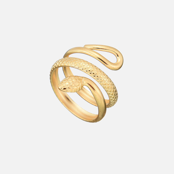Bague motif reptile ajustable pour femme - design élégant en or, accessoire polyvalent pour les occasions spéciales