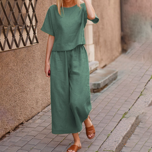 Ensemble décontracté 2 pièces : top et pantalon fluide pour femmes - tenue légère pour le quotidien