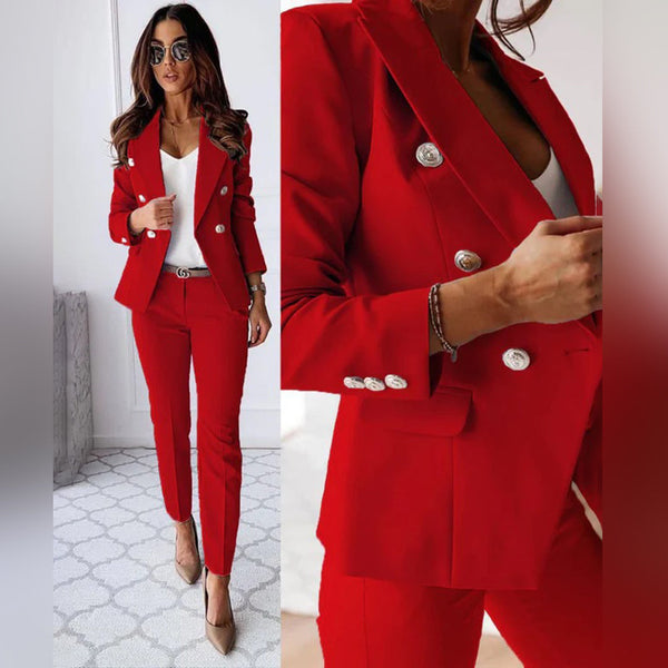 Ensemble blazer et pantalon ajusté pour femmes - tenue professionnelle élégante