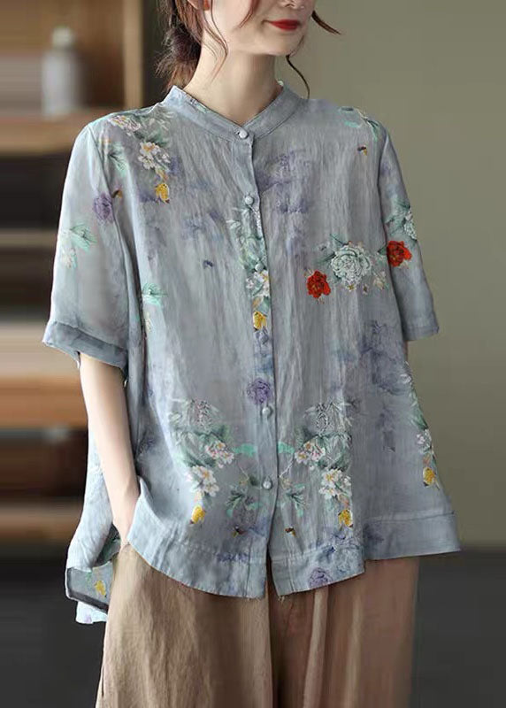 Chemisier décontracté femme à manches mi-longues avec broderie florale - chemise légère pour le quotidien
