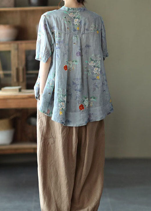 Chemisier décontracté femme à manches mi-longues avec broderie florale - chemise légère pour le quotidien