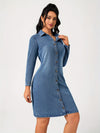 Robe chemise en denim - robe bleu mer pour un style chic