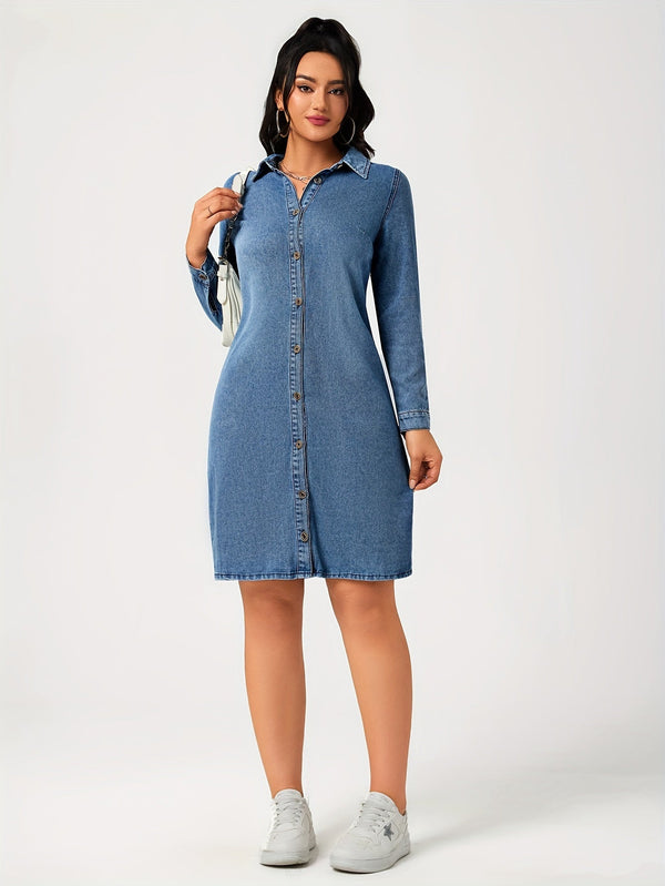 Robe chemise en denim - robe bleu mer pour un style chic