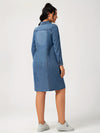 Robe chemise en denim - robe bleu mer pour un style chic