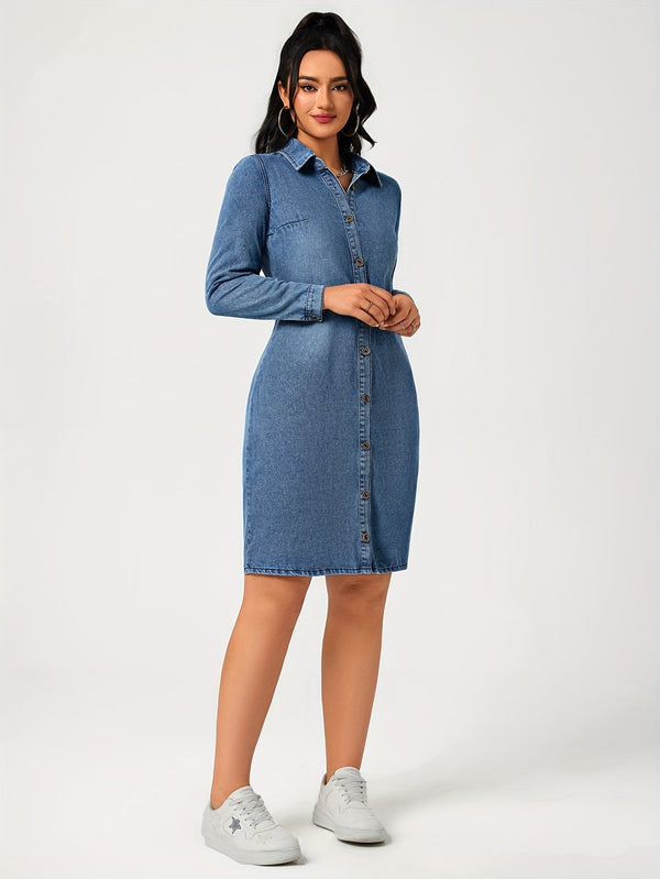 Robe chemise en denim - robe bleu mer pour un style chic