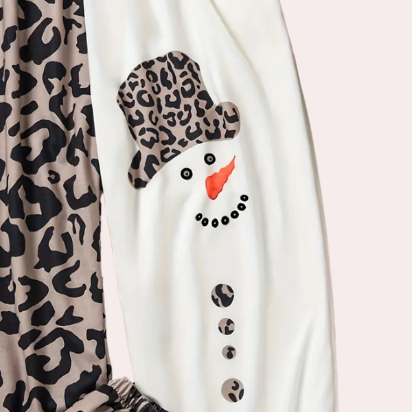 Pantalons de jogging femme imprimé léopard et bonhomme de neige - tenues décontractées amusantes pour la maison ou les sorties