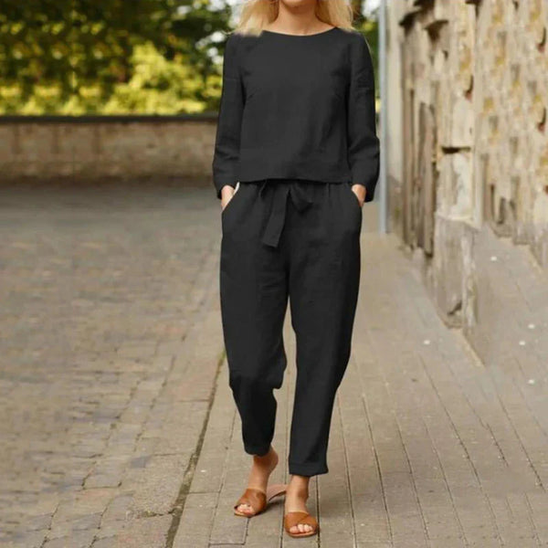 Ensemble lounge femme 2 pièces : haut décontracté et pantalon chic - pour vos journées casual