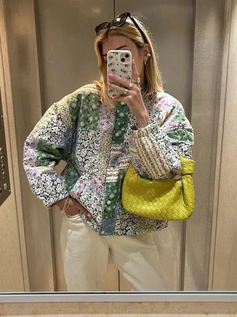 Veste patchwork verte pour femmes - vêtement léger d'été