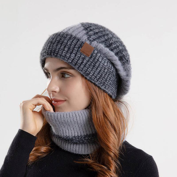 Ensemble tricoté de 2 pièces : bonnet et écharpe, accessoires hivernaux tendance pour femmes