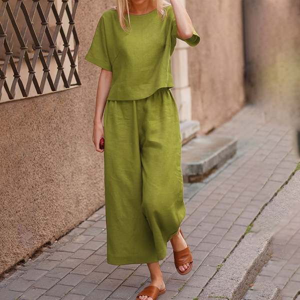 Ensemble décontracté 2 pièces : top et pantalon fluide pour femmes - tenue légère pour le quotidien