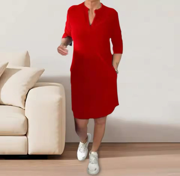 Robe tunique à manches courtes pour femmes - tissu doux pour des occasions décontractées et semi-formelles