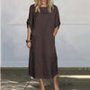 Robe midi décontractée en lin pour femmes - l'alliée chic du quotidien