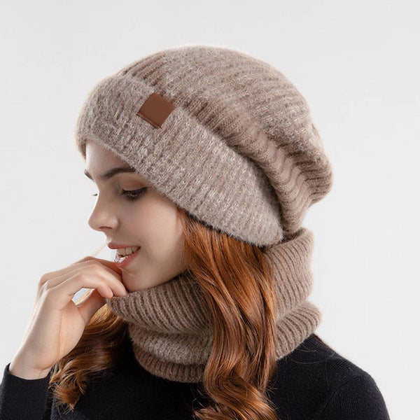 Ensemble tricoté de 2 pièces : bonnet et écharpe, accessoires hivernaux tendance pour femmes