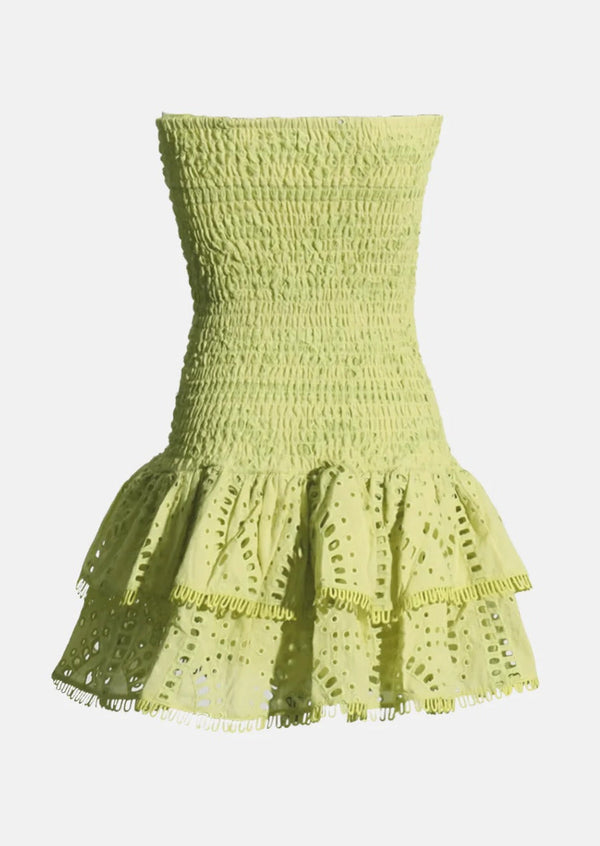 Robe décontractée pour femmes, robe mini smockée verte - tenue d'été pour les sorties