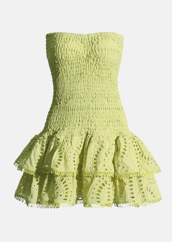 Robe décontractée pour femmes, robe mini smockée verte - tenue d'été pour les sorties