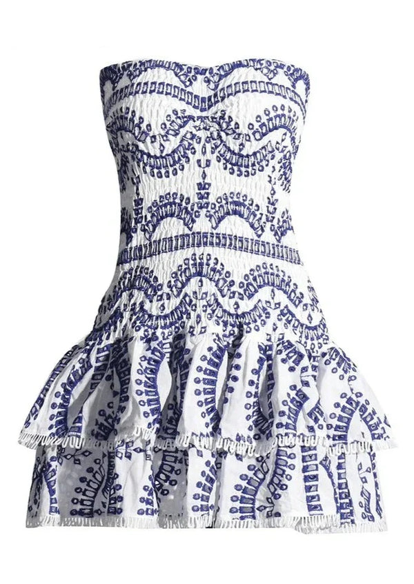 Robe d'été décontractée pour femmes - design superposé frappant en bleu