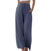 Pantalons larges en lin léger pour femmes - design taille haute flatteur avec poches