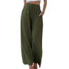 Pantalons larges en lin léger pour femmes - design taille haute flatteur avec poches