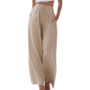 Pantalons larges en lin léger pour femmes - design taille haute flatteur avec poches
