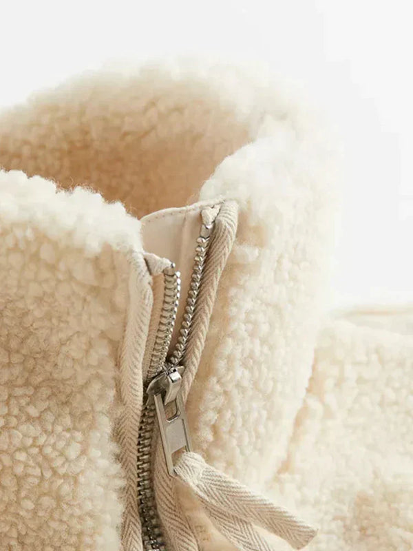 Veste en polaire pour femmes - veste zippée en peluche douce avec poches fonctionnelles pour un look décontracté