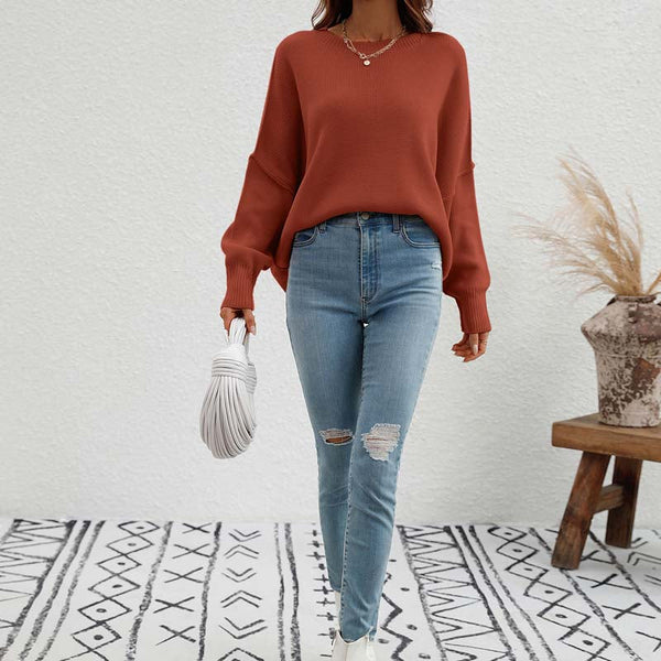 Sweatshirt oversized femme en tricot doux - pull décontracté pour vos sorties et moments de détente