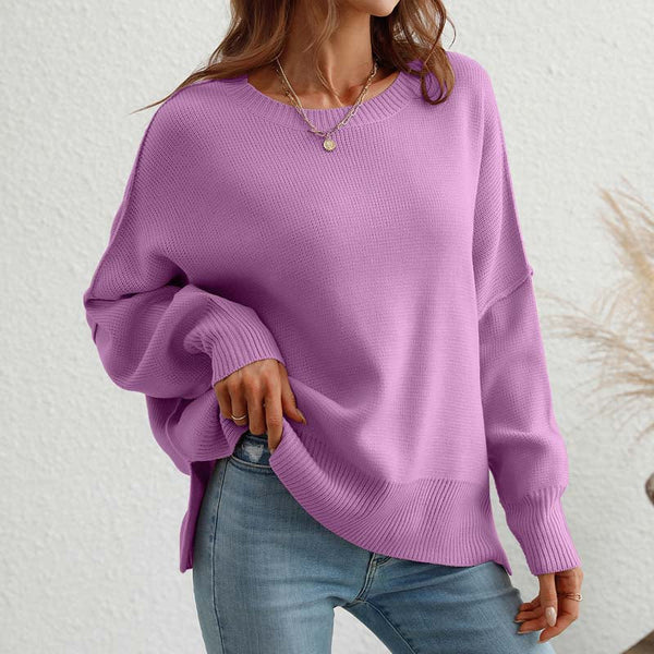Sweatshirt oversized femme en tricot doux - pull décontracté pour vos sorties et moments de détente