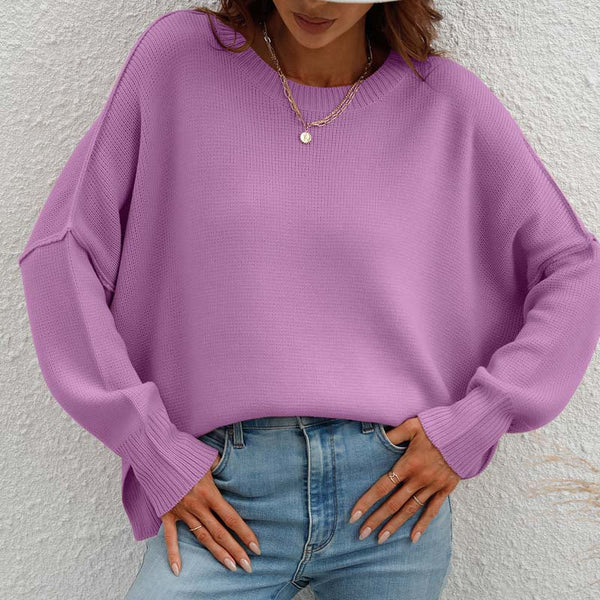 Sweatshirt oversized femme en tricot doux - pull décontracté pour vos sorties et moments de détente