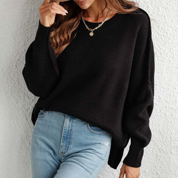 Sweatshirt oversized femme en tricot doux - pull décontracté pour vos sorties et moments de détente