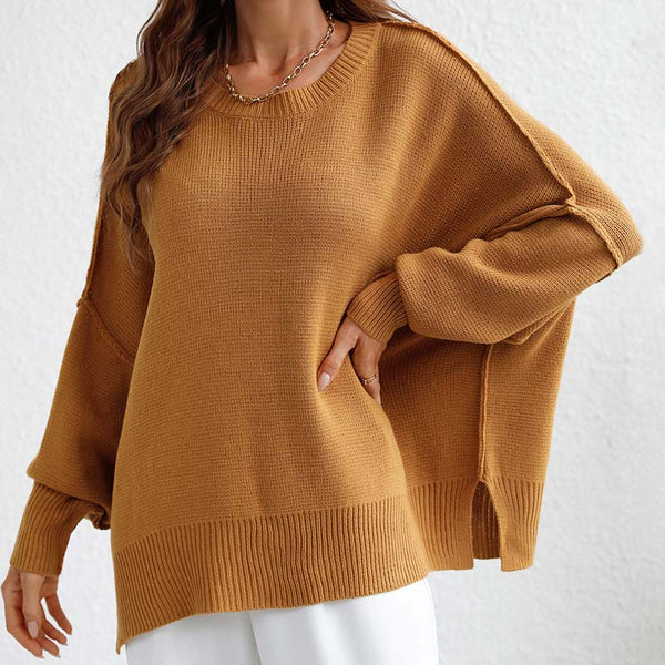 Sweatshirt oversized femme en tricot doux - pull décontracté pour vos sorties et moments de détente