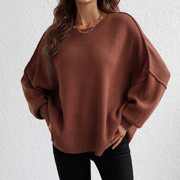 Sweatshirt oversized femme en tricot doux - pull décontracté pour vos sorties et moments de détente