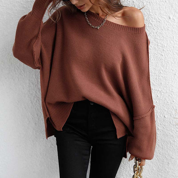 Sweatshirt oversized femme en tricot doux - pull décontracté pour vos sorties et moments de détente