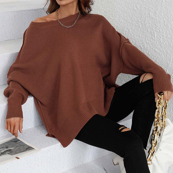 Sweatshirt oversized femme en tricot doux - pull décontracté pour vos sorties et moments de détente
