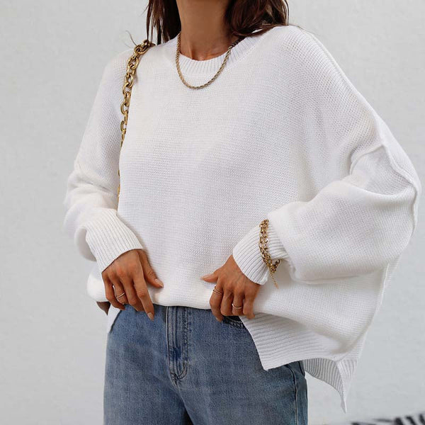 Sweatshirt oversized femme en tricot doux - pull décontracté pour vos sorties et moments de détente