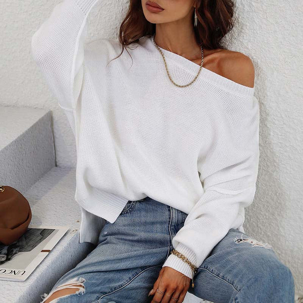 Sweatshirt oversized femme en tricot doux - pull décontracté pour vos sorties et moments de détente