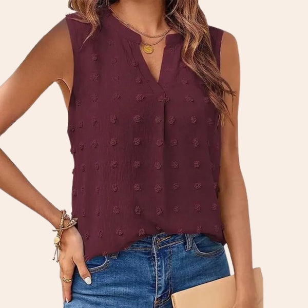 Blouse sans manches femme à décolleté en v - top léger et élégant pour un port quotidien