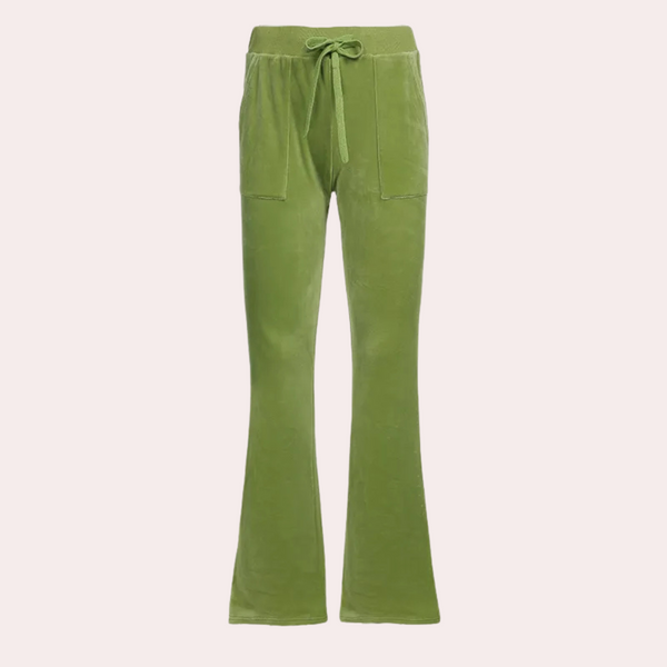 Pantalons flair décontractés pour femmes - tissu léger en vert apaisant pour le quotidien - pour se détendre et les sorties décontractées