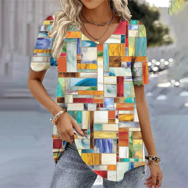 T-shirt femme à rayures blanches - tee relax v pour un style quotidien