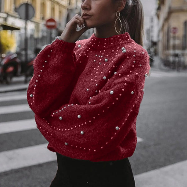 Pull oversized tricoté - vêtements en maille embellis pour femmes