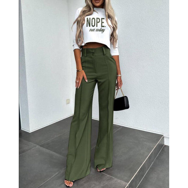 Ensemble de pantalons femme 2 pièces - tenue de bureau chic avec crop top élégant et pantalon sur mesure pour une polyvalence assurée