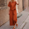 Ensemble décontracté 2 pièces : top et pantalon fluide pour femmes - tenue légère pour le quotidien