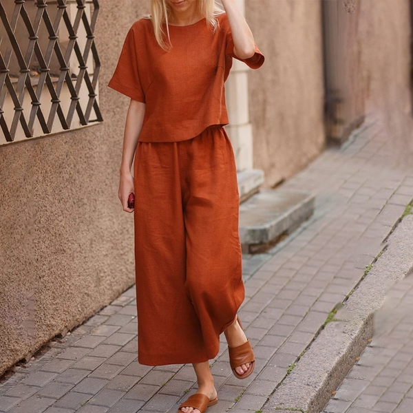 Ensemble décontracté 2 pièces : top et pantalon fluide pour femmes - tenue légère pour le quotidien